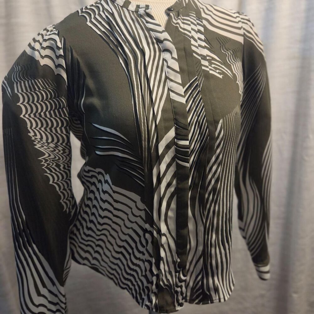 Express Women's Black and Green Blouse